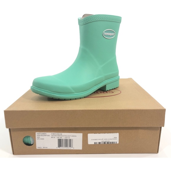 Havaianas Shoes - Women's Galochas 8W Light Green Mid Rain Boots
